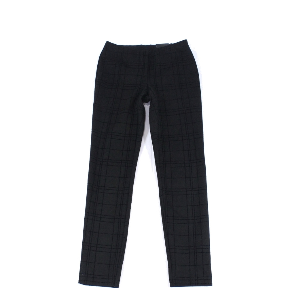 Alfani Womens Size 4 Black Windowpane Plaid Crop Ponte Pants